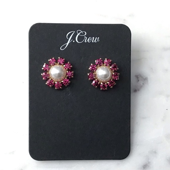 J. Crew Pearl Crystal Flower Stud Earrings - Picture 8 of 8
